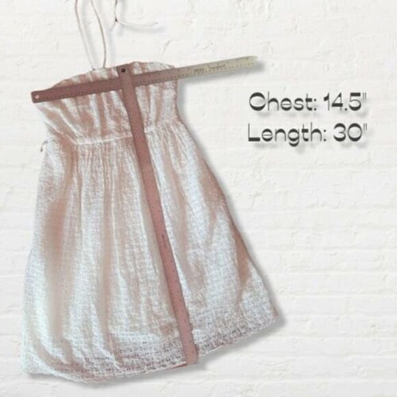 HD IN PARIS Anthropologie White Eyelet Ivory Strapless Tube Dress POCKETS Sz 2P - Picture 11 of 11